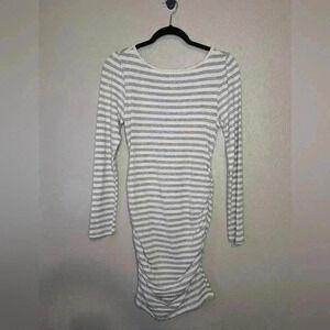 NWT Anthropologie Tart Maternity Dress strips white and grey with ruching size M